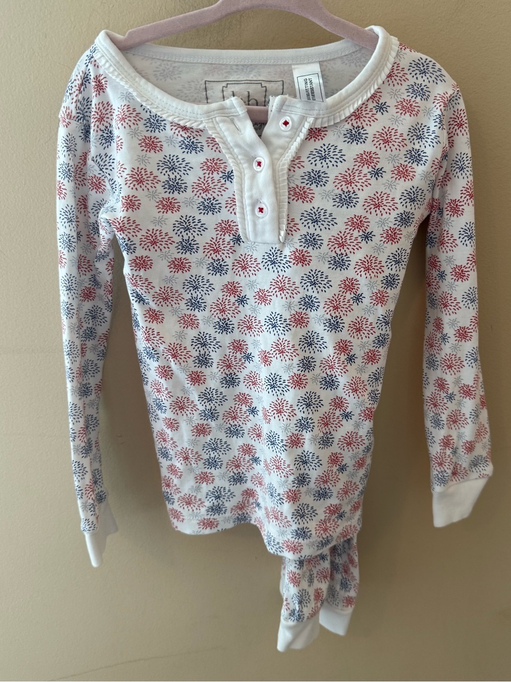 Lila and Hayes patriotic firework red white blue Pajamas size 4T washed 3 T